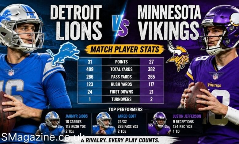 detroit lions vs minnesota vikings match player stats
