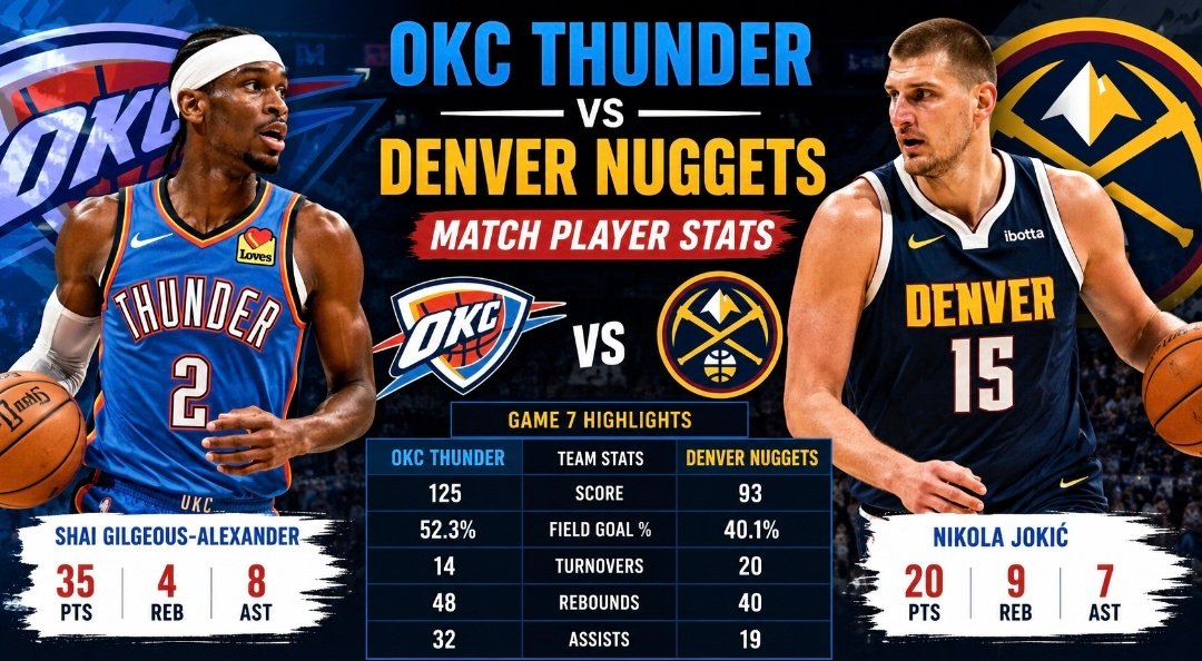 okc thunder vs denver nuggets match player stats