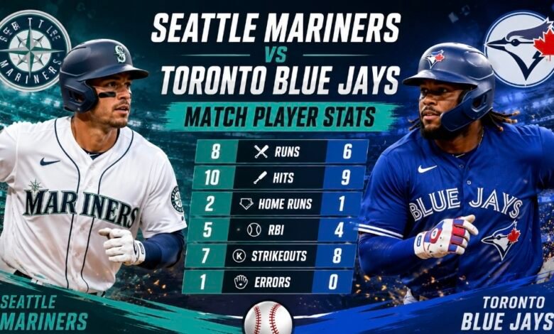seattle mariners vs toronto blue jays match player stats
